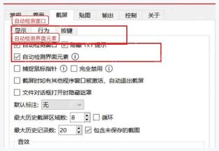 Snipaste 首选项截图页中的自动检测窗口和界面元素选项
