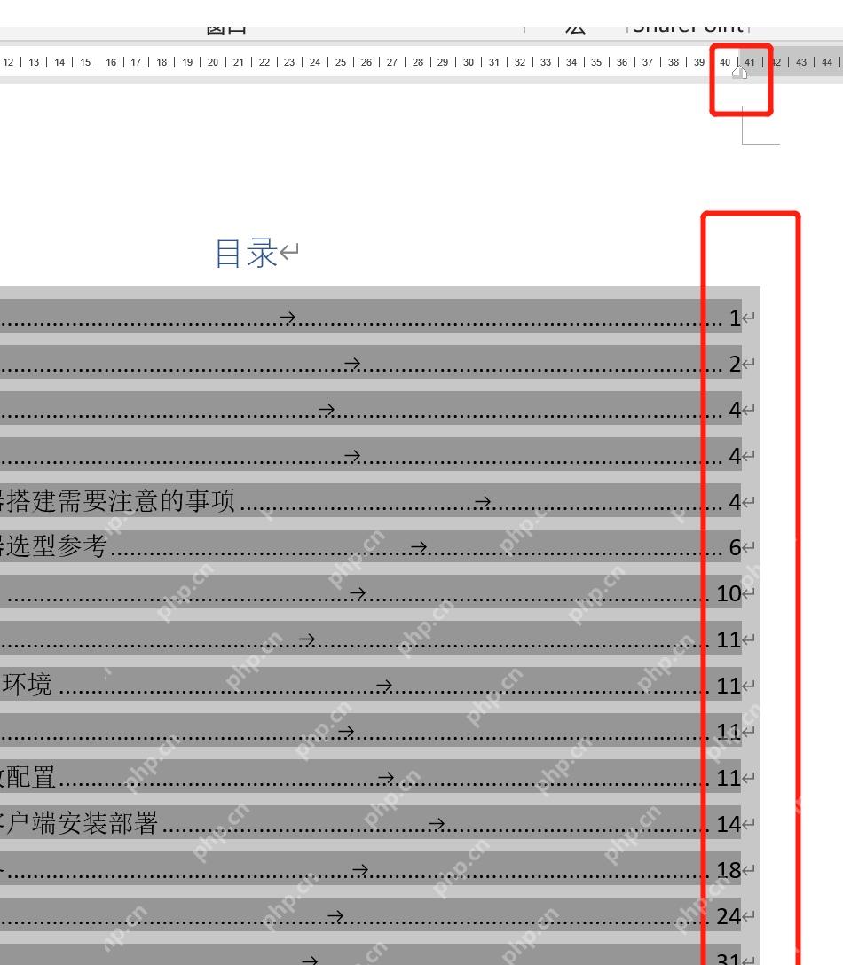 Word 目录区域显示点线前导符和右侧页码制表位对齐效果