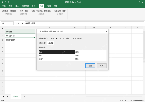 模拟 Microsoft Excel Windows桌面版 完整窗口：编号列指定文本，目标区域从 C2 开始
