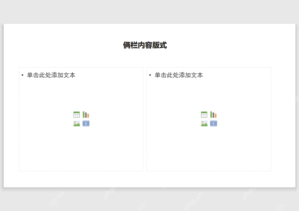 PPT两栏内容版式中出现左右两个内容占位框