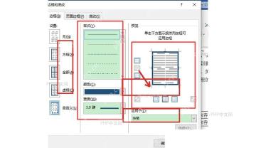 Word 边框和底纹窗口中显示样式、颜色、宽度和应用于表格选项
