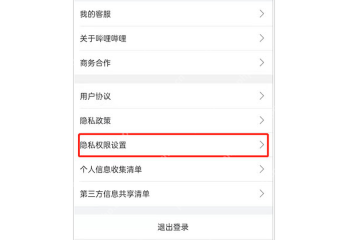 哔哩哔哩设置列表中的隐私权限设置