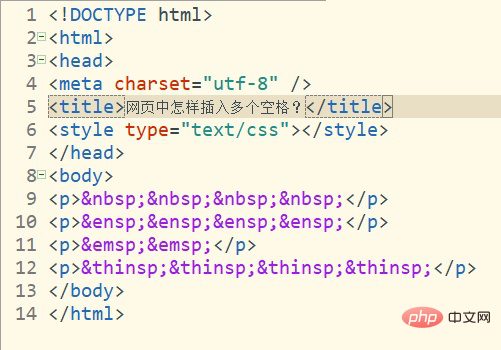 Quel est le code espace en HTML