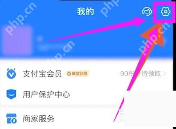 支付宝我的页右上角设置入口,进入取消小额免密支付的第一步
