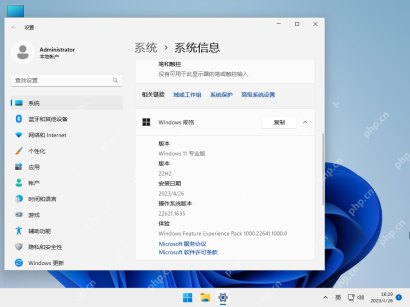 Windows 系统信息页中的 Windows 规格安装日期