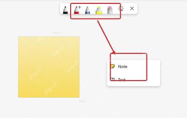 Microsoft Whiteboard 中添加便签并使用工具栏整理想法