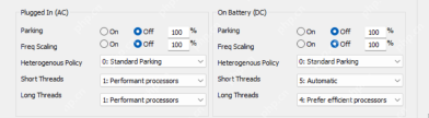 ParkControl 主窗口同时显示 AC 和 DC 的 Parking、Freq Scaling 设置。