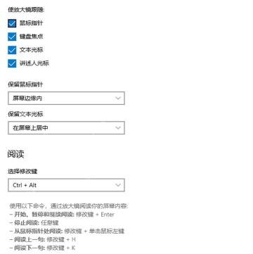 Win11 放大镜设置中勾选使放大镜跟随鼠标指针