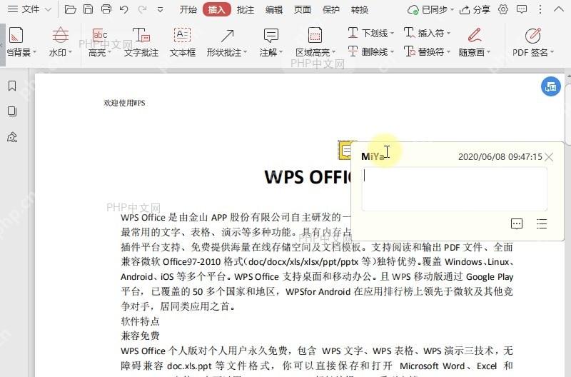 如何在PDF文档中插入注解?设置效果
