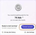 Brave Rewards 页面中的连接账户按钮