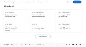 Gemini AI产品页集中列出最新动态的官方页面截图,证明新闻主体和更新来源