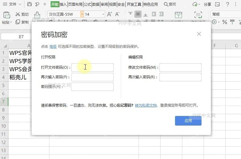 如何对表格文件进行密码加密?设置效果