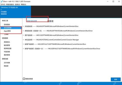 Dism++ 启动项管理页面显示开机启动项和服务项标签