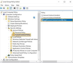 Win10 Account Lockout Policy 中选中 Reset account lockout counter after