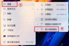 Windows 11 桌面右键查看菜单中显示桌面图标已勾选
