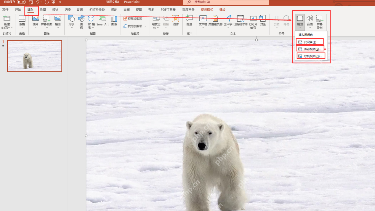 PowerPoint 插入本地视频入口