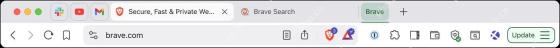 Brave 工具栏显示更新按钮