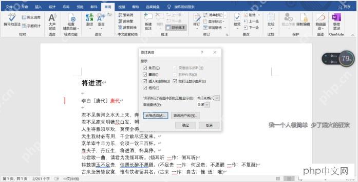 Word修订选项和审阅窗格设置