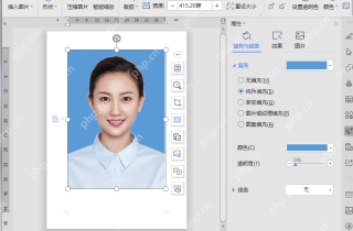 WPS文字右侧属性面板中通过填充与线条设置照片背景颜色