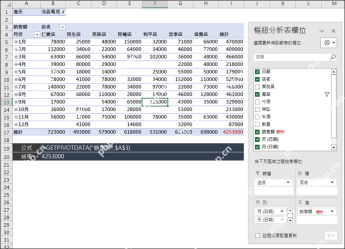 Excel用GETPIVOTDATA从透视表提取总计结果