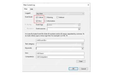 Win10 事件查看器打开 Filter Current Log 筛选当前日志窗口