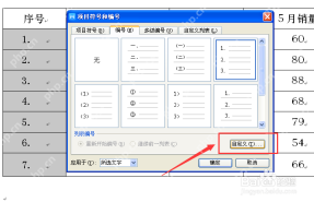 Word项目符号和编号对话框中选择数字编号样式