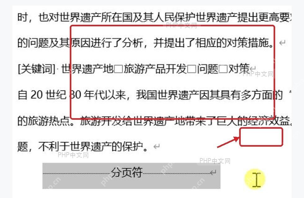 Word 文档正文中显示段落标记和分页符的效果