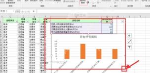 Excel 工作表中选中柱形图并使用右下角控制点调整大小