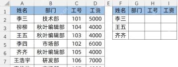 Excel 员工信息表与查询区域