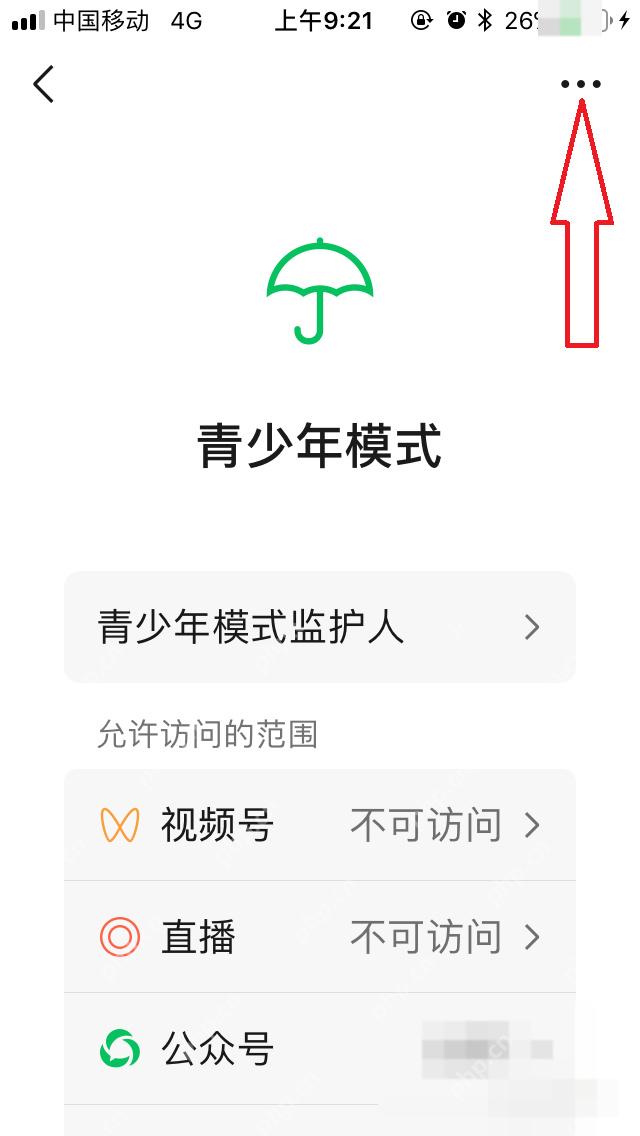 进入并开启微信青少年模式 微信青少年模式开启页面和开启按钮