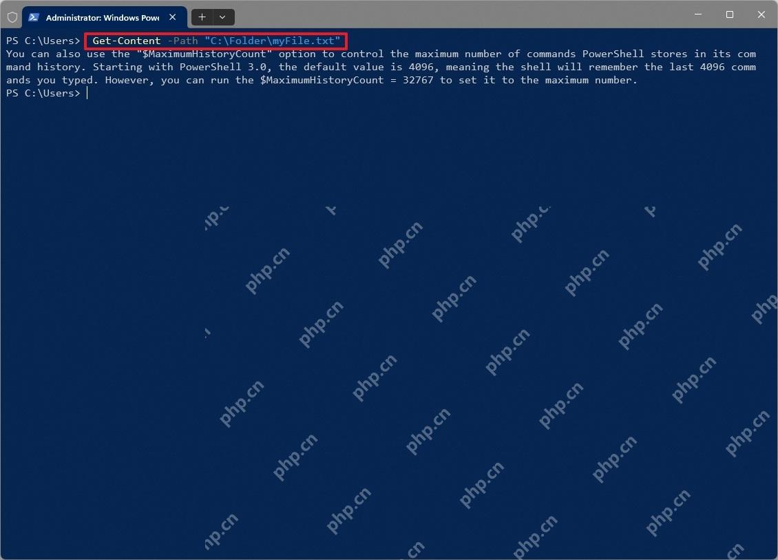 Windows 11 PowerShell 使用 Get-Content 查看保存的文本清单