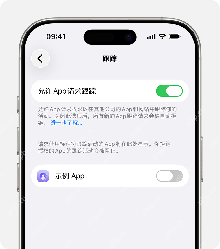 iPhone 跟踪页面关闭允许 App 请求跟踪