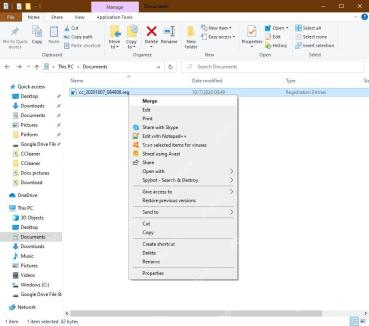 Win10 .reg 注册表文件右键菜单显示 Merge 和 Edit 等菜单项