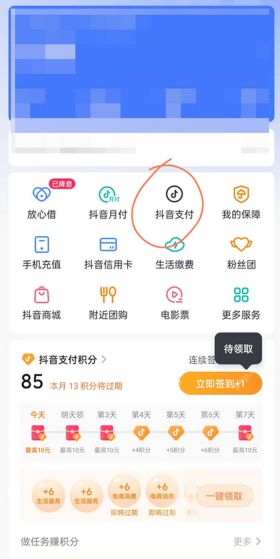 抖音钱包中的抖音支付入口