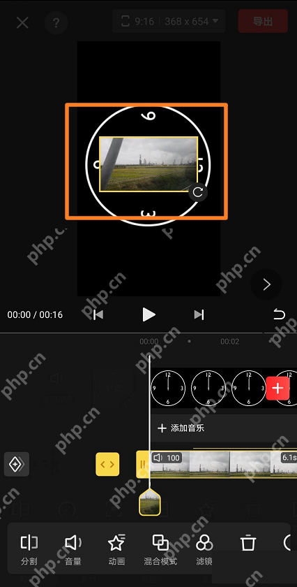 快影画中画素材叠加在主视频预览画面和独立轨道上