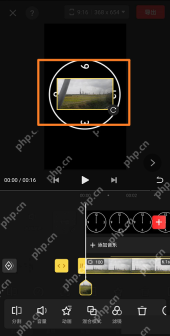 快影画中画素材叠加在主视频预览画面和独立轨道上