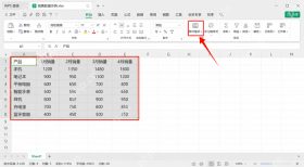 WPS表格中先选中需要做热力图的数值区域