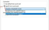 VMware Workstation Sound Card 设置中展开 Specify host sound card 下拉框选择主机音频设备