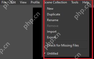 OBS Studio Scene Collection 菜单显示 Import 和 Export 入口