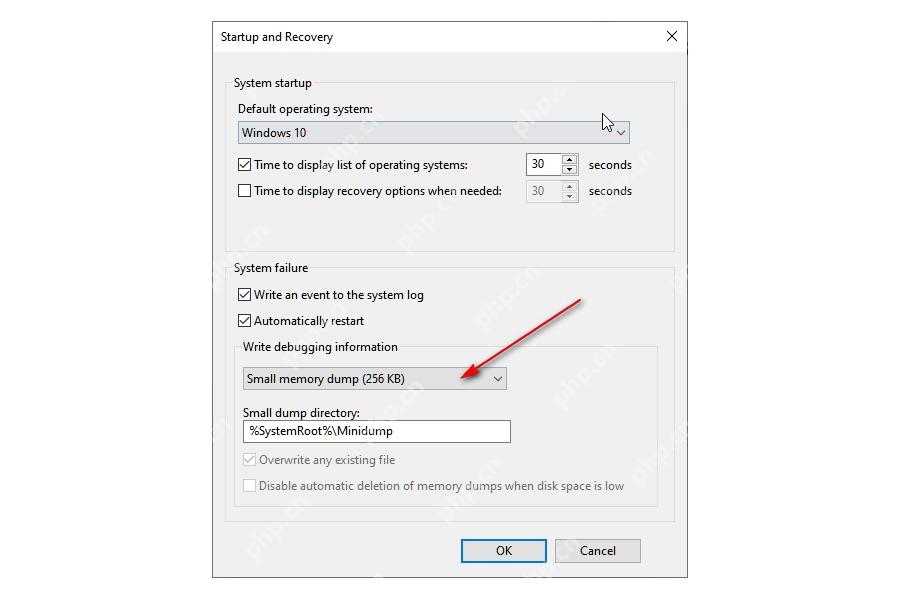 Win10 系统属性高级设置中打开启动和故障恢复窗口