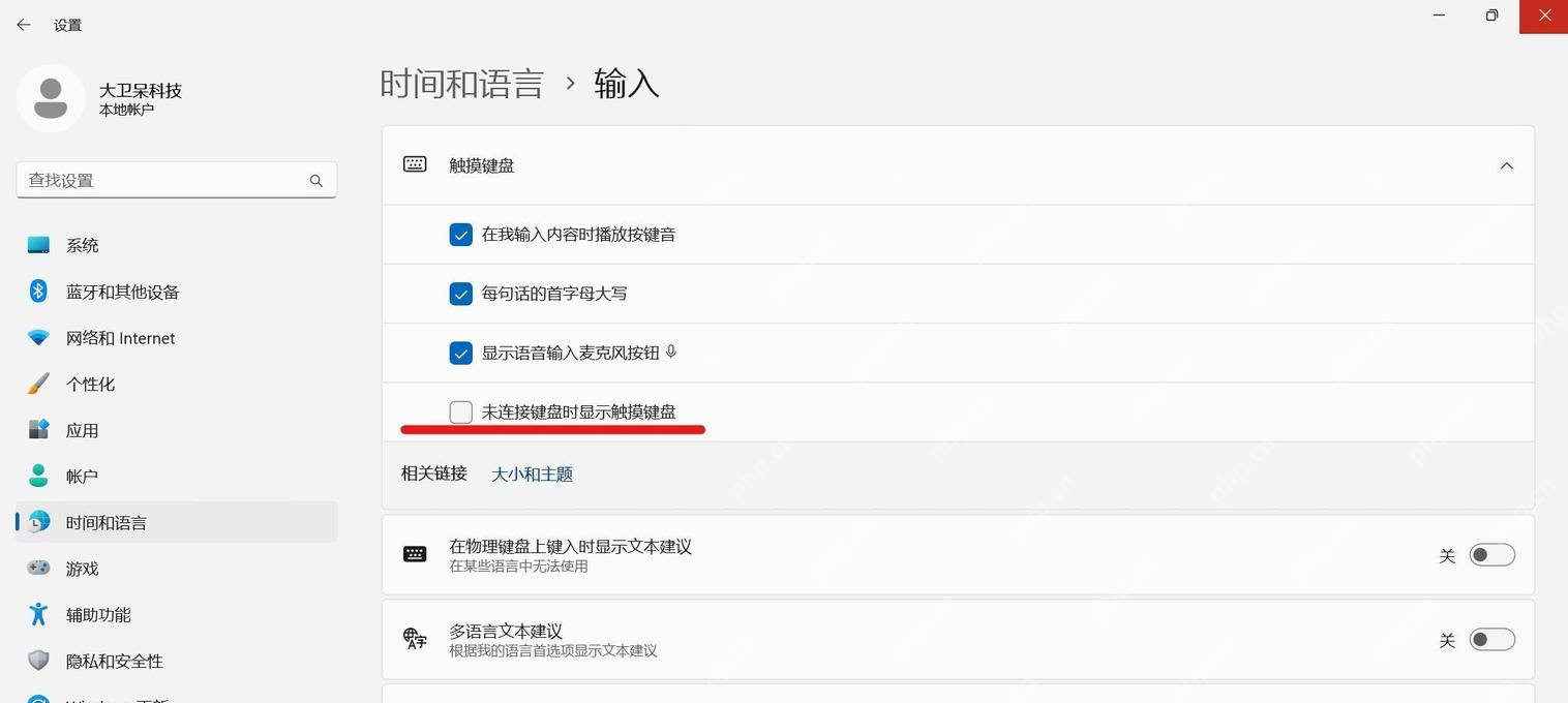Win11 输入设置页已展开触摸键盘选项
