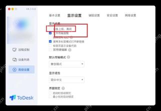 ToDesk Windows 高级设置显示页高亮显示设置选项