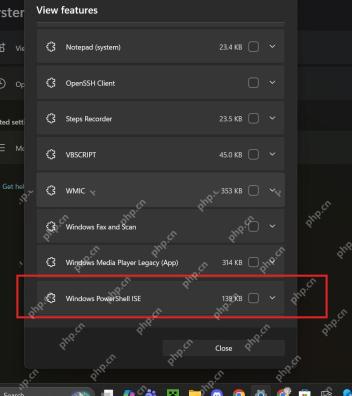 Win11 可选功能列表中勾选 Windows PowerShell ISE