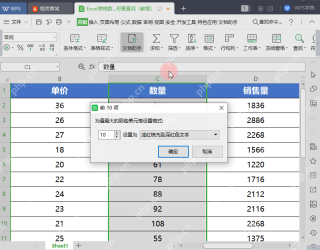 WPS表格条件格式规则窗口中输入大于10的条件