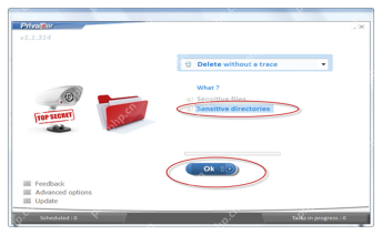 PrivaZer Windows 桌面版 Sensitive directories 指定目录清理入口