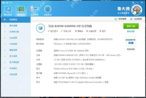 Windows 中文鲁大师整机硬件页显示显卡一行并写出 NVIDIA GeForce 型号，证明查看显卡型号要先进入整机硬件总览页