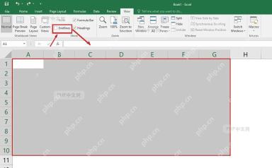 Excel 视图选项卡中网格线复选框已取消,工作表编辑区域不再显示浅灰网格线