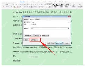 WPS替换面板中设置替换为一个段落标记并点击全部替换