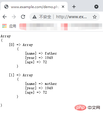 How to define a multidimensional array and obtain its elements in PHP?