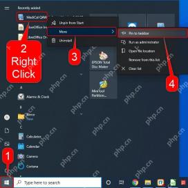 Win10 应用菜单中选择固定到任务栏